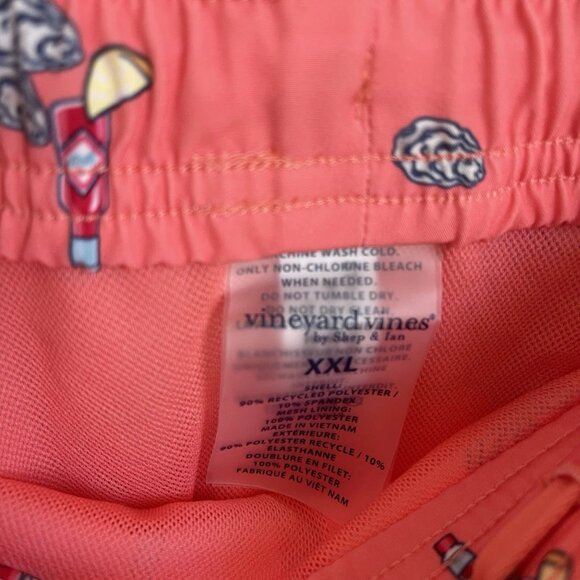 Vineyard Vines Orange Oyster Tabasco Sauce Mens 7 Inch Swim Trunks - Picture 2 of 7